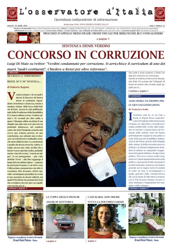 L'osservatore d'Italia edizione del 18 Marzo 2016